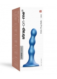 Голубая насадка Strap-On-Me Dildo Plug Balls size S - Strap-on-me - купить с доставкой в Ачинске