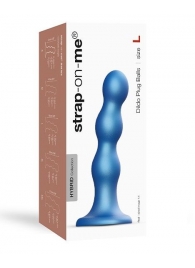 Голубая насадка Strap-On-Me Dildo Plug Balls size L - Strap-on-me - купить с доставкой в Ачинске