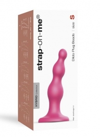 Розовая насадка Strap-On-Me Dildo Plug Beads size S - Strap-on-me - купить с доставкой в Ачинске