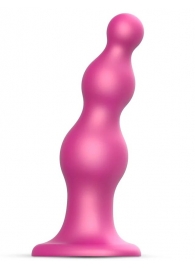 Розовая насадка Strap-On-Me Dildo Plug Beads size S - Strap-on-me - купить с доставкой в Ачинске