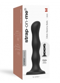 Черная насадка Strap-On-Me Dildo Geisha Balls size M - Strap-on-me - купить с доставкой в Ачинске