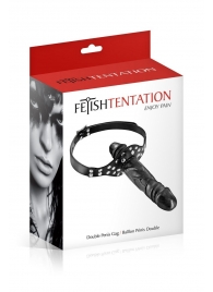 Черный кляп-фаллоимитатор Double Penis Gag - Fetish Tentation - купить с доставкой в Ачинске