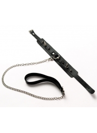 Черный ошейник с шипами и поводком - Crazy Handmade - купить с доставкой в Ачинске