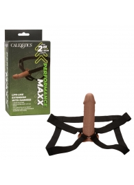 Коричневый фаллопротез Life-Like Extension with Harness - 17,75 см. - California Exotic Novelties - купить с доставкой в Ачинске