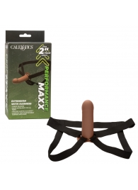 Коричневый фаллопротез из силикона Extension with Harness - 15,75 см. - California Exotic Novelties - купить с доставкой в Ачинске