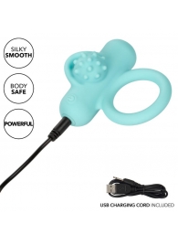 Аквамариновое эрекционное виброкольцо Silicone Rechargeable Nubby Lover’s Delight - California Exotic Novelties - в Ачинске купить с доставкой