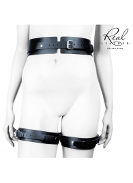 Черный кожаный пояс с гартерами - S-M - Notabu - купить с доставкой в Ачинске