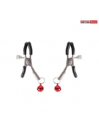 Серебристые зажимы на соски с шариками - Notabu - купить с доставкой в Ачинске