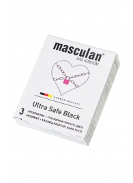 Ультрапрочные презервативы Masculan Ultra Safe Black - 3 шт. - Masculan - купить с доставкой в Ачинске