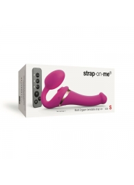 Ярко-розовый безремневой страпон Multi Orgasm Size S с клиторальной стимуляцией - Strap-on-me - купить с доставкой в Ачинске
