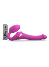 Ярко-розовый безремневой страпон Multi Orgasm Size S с клиторальной стимуляцией - Strap-on-me - купить с доставкой в Ачинске