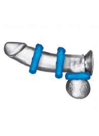 Комплект из трех голубых эрекционных колец 3-Pack Ribbed Rider Cock Ring Set - BlueLine - в Ачинске купить с доставкой