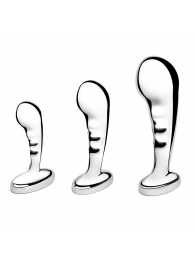 Набор из 3 стальных стимуляторов простаты Stainless Steel P-spot Training Set - b-Vibe - в Ачинске купить с доставкой