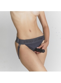 Серые трусики для фиксации насадок Strap-on-me Harness Lingerie Unique - Strap-on-me - купить с доставкой в Ачинске