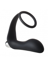 Черное эрекционное кольцо с вибропробкой Vibrating Anal Plug With Cockring - Dream Toys - в Ачинске купить с доставкой