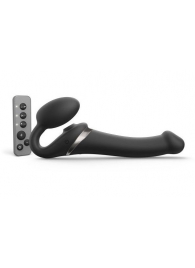 Черный безремневой страпон Multi Orgasm Size M с клиторальной стимуляцией - Strap-on-me - купить с доставкой в Ачинске