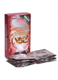 Презервативы Sagami Xtreme Strawberry c ароматом клубники - 10 шт. - Sagami - купить с доставкой в Ачинске