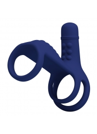 Синяя вибронасадка на пенис Vibrating Penis Sling - Baile - в Ачинске купить с доставкой