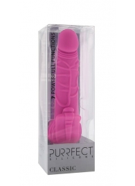 Розовый вибратор с лепестками у основания PURRFECT SILICONE CLASSIC 7INCH PINK - 18 см. - Dream Toys