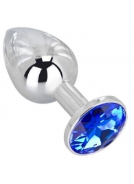 Анальное украшение BUTT PLUG  Small с синим кристаллом - 7 см. - Anal Jewelry Plug - купить с доставкой в Ачинске