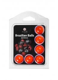 Набор из 6 шариков с массажным маслом Brazilian Balls с ароматом ягод - Secret Play - купить с доставкой в Ачинске