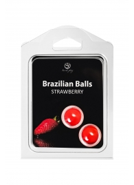 Набор из 2 шариков с массажным маслом Brazilian Balls с ароматом клубники - Secret Play - купить с доставкой в Ачинске