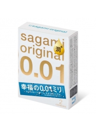 Увлажнённые презервативы Sagami Original 0.01 Extra Lub - 2 шт. - Sagami - купить с доставкой в Ачинске