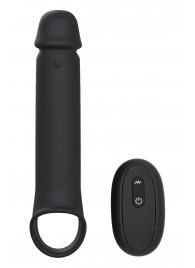 Черная насадка-удлинитель с вибрацией Vibrating Extender With Remote - Dream Toys - в Ачинске купить с доставкой