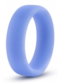 Голубое люминесцентное кольцо Silicone Glo Cock Ring - Blush Novelties - в Ачинске купить с доставкой