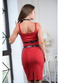 Черно-серебристая портупея-юбка plus size с цепочками - БДСМ Арсенал - купить с доставкой в Ачинске