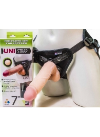 Страпон-унисекс с двумя насадками UNI strap 7  Harness - 19 и 16 см. - LOVETOY (А-Полимер) - купить с доставкой в Ачинске