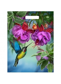 Пакет с принтом в виде колибри в цветах с вырубной ручкой (31х40 см) - Сима-Ленд - купить с доставкой в Ачинске