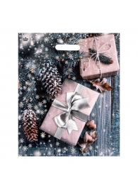 Новогодний пакет с принтом в виде подарков и вырубной ручкой (45х38 см) - Сима-Ленд - купить с доставкой в Ачинске