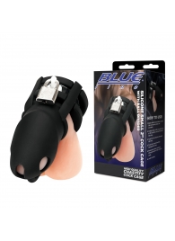 Черная клетка для пениса Silicone Small 2 in Cock Cage With Ball Divider - BlueLine - купить с доставкой в Ачинске