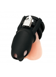 Черная клетка для пениса Silicone Small 2 in Cock Cage With Ball Divider - BlueLine - купить с доставкой в Ачинске