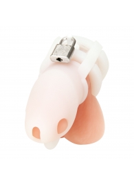 Белая клетка для пениса Silicone Small 2 in Cock Cage With Ball Divider - BlueLine - купить с доставкой в Ачинске