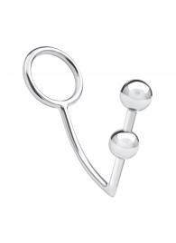 Кольцо на пенис с анальным стимулятором Two Bead Stainless Steel Anal Hook   Cock Ring - BlueLine - в Ачинске купить с доставкой