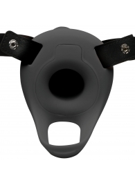 Черный полый страпон с вибрацией 2’’ Erection 28X Smooth Vibrating Silicone Penis Sheath - XR Brands - купить с доставкой в Ачинске