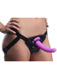 Лиловый поясной страпон Navigator Silicone G-Spot Dildo with Harness - 17,8 см. - XR Brands - купить с доставкой в Ачинске