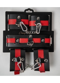 Черно-красный набор фиксаций: наручники, оковы и ошейник - Crazy Handmade - купить с доставкой в Ачинске