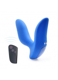 Синий вибромассажер простаты 3,5’’ Remote Control Curve P-spot Massager - 12 см. - Erokay - в Ачинске купить с доставкой