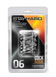 Прозрачная насадка с объёмными чёрточками STAY HARD COCK SLEEVE 06 CLEAR - Blush Novelties - в Ачинске купить с доставкой