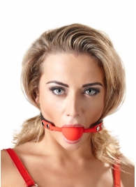 Силиконовый кляп-шар на чёрных ремешках Red Gag silicone - Orion - купить с доставкой в Ачинске