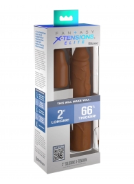 Коричневая насадка на член 2  Silicone X-tension - 20,3 см. - Pipedream - в Ачинске купить с доставкой