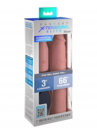 Телесная вибронасадка на член 3  Vibrating Mega X-tension with Remote - 22,9 см. - Pipedream - в Ачинске купить с доставкой