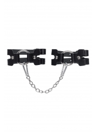 Черные кожаные оковы из двух ремешков - Pecado - купить с доставкой в Ачинске