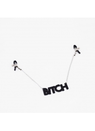 Зажимы на соски с кожаной подвеской Bitch - Crazy Handmade - купить с доставкой в Ачинске