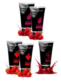 Набор из 5 съедобных лубрикантов JUJU (клубника х 2, малина х 2, вишня) - JuJu - купить с доставкой в Ачинске