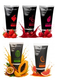 Набор из 5 съедобных лубрикантов JUJU (клубника, малина, тропические фрукты, вишня, грейпфрут) - JuJu - купить с доставкой в Ачинске