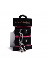 Черно-розовые скругленные наручники с мягкой подкладкой - Crazy Handmade - купить с доставкой в Ачинске